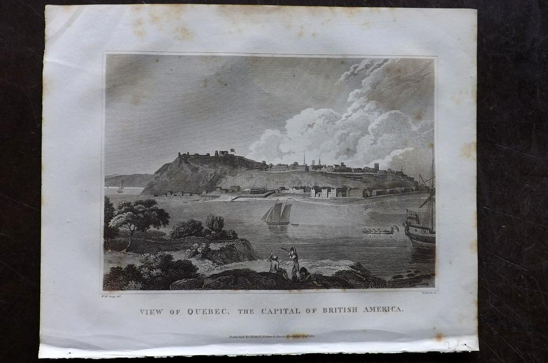 Clarke, J. W. 1817 Print. View of Quebec, Canada (1 of 2)