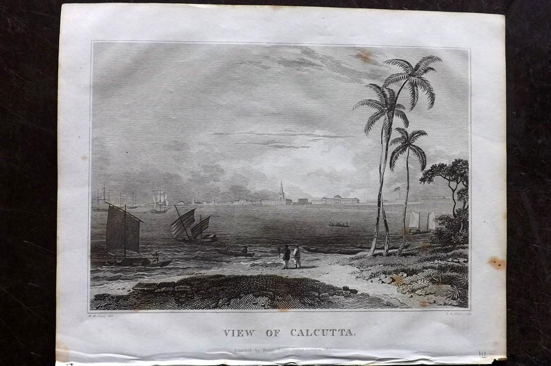 Clarke, J. W. 1825 Print. View of Calcutta, India (1 of 2)