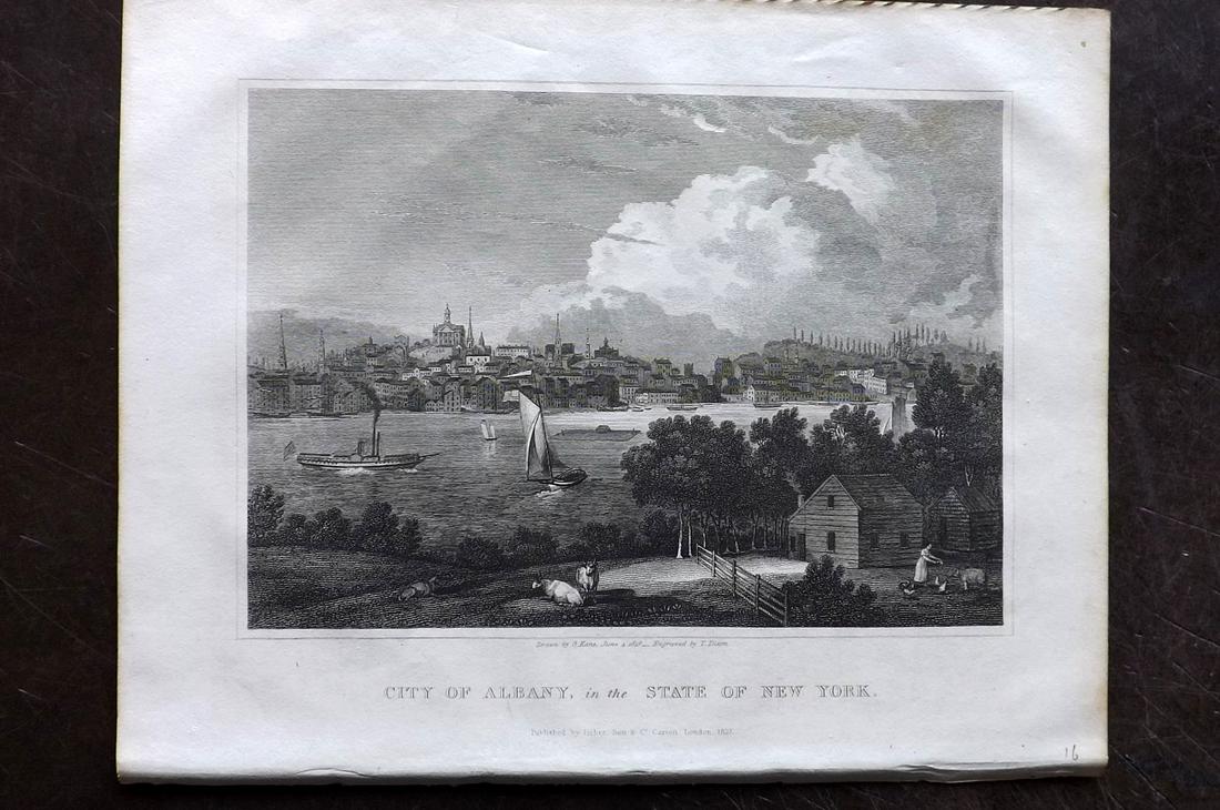Clarke, J. W. 1827 Print. City of Albany, New York USA (1 of 2)