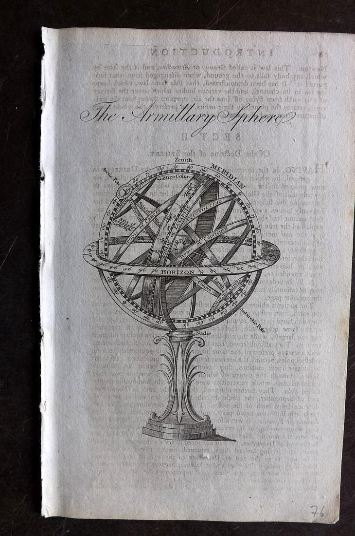 Guthrie, William 1798 Astronomy Print. Armillary Sphere (1 of 2)