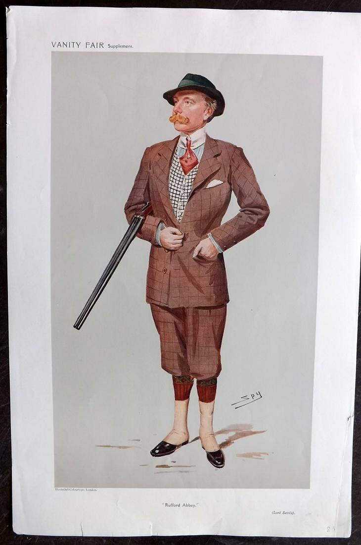 Vanity Fair Print 1908 Lord Savile, Game Hunter (1 of 1)