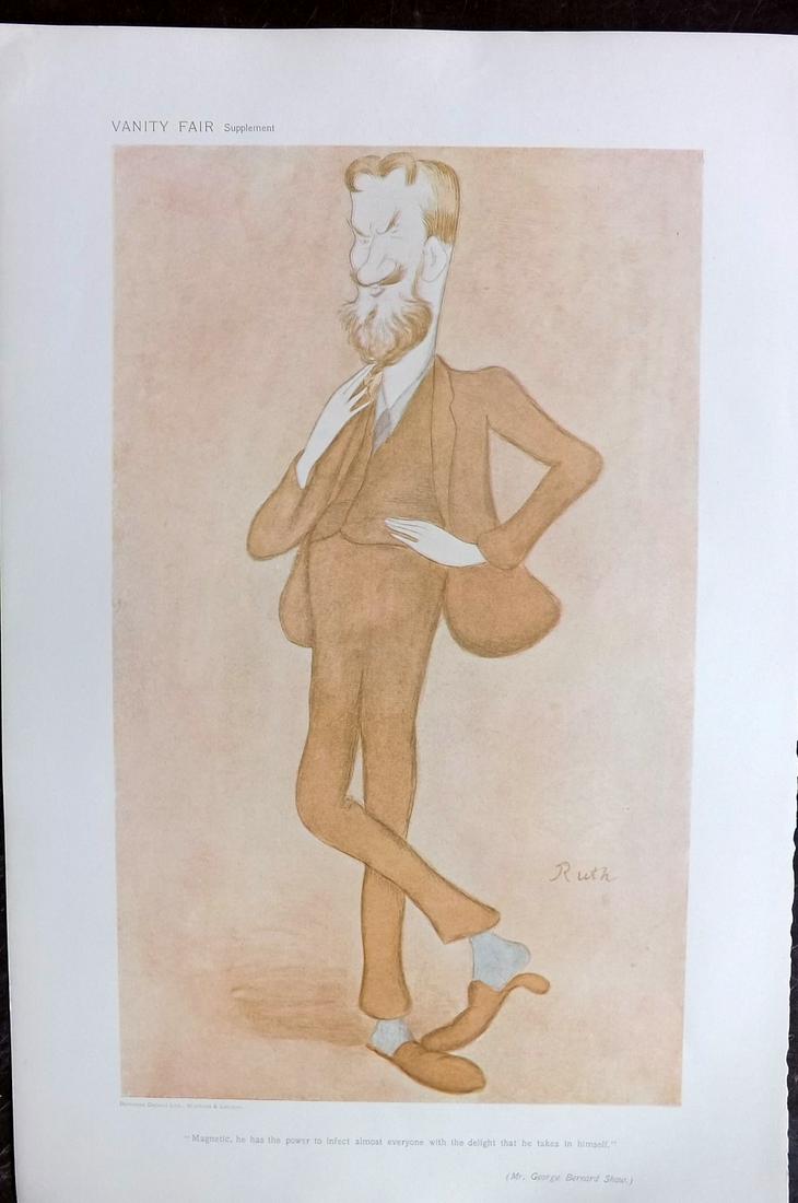 Vanity Fair Print 1905 George Bernard Shaw, Literary: Chromolithograph Published 1869-1914, London for "Vanity Fair" Paper Size: 15 x 10 inch (38 x 25cm) Good Condition