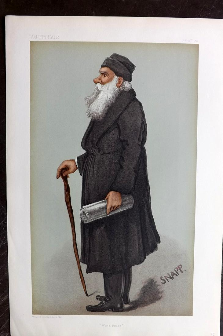 Vanity Fair Print 1901 Leo Tolstoy, Russia Literary: Chromolithograph Published 1869-1914, London for "Vanity Fair" Paper Size: 15 x 10 inch (38 x 25cm) Good Condition