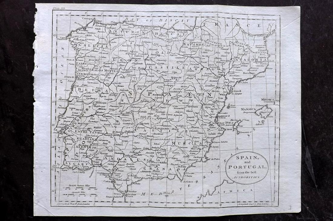 Guthrie, William 1798 Map. Spain and Portugal (1 of 2)