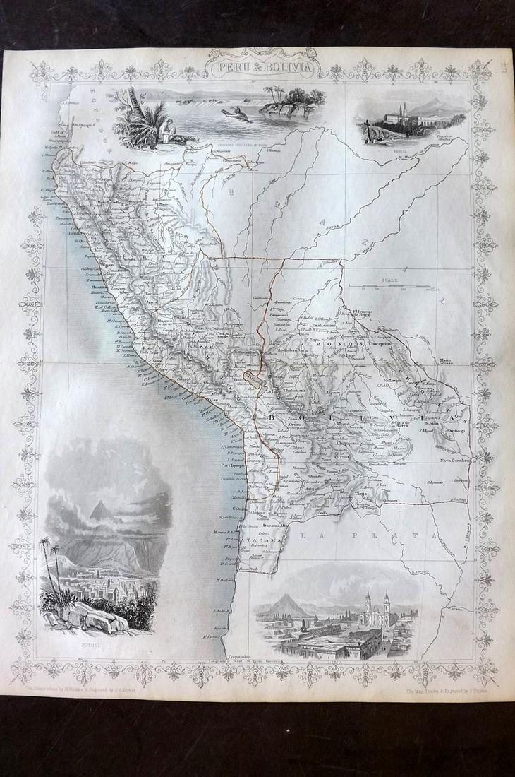 Tallis, John (Pub) 1852 Map. Peru & Bolivia (1 of 2)