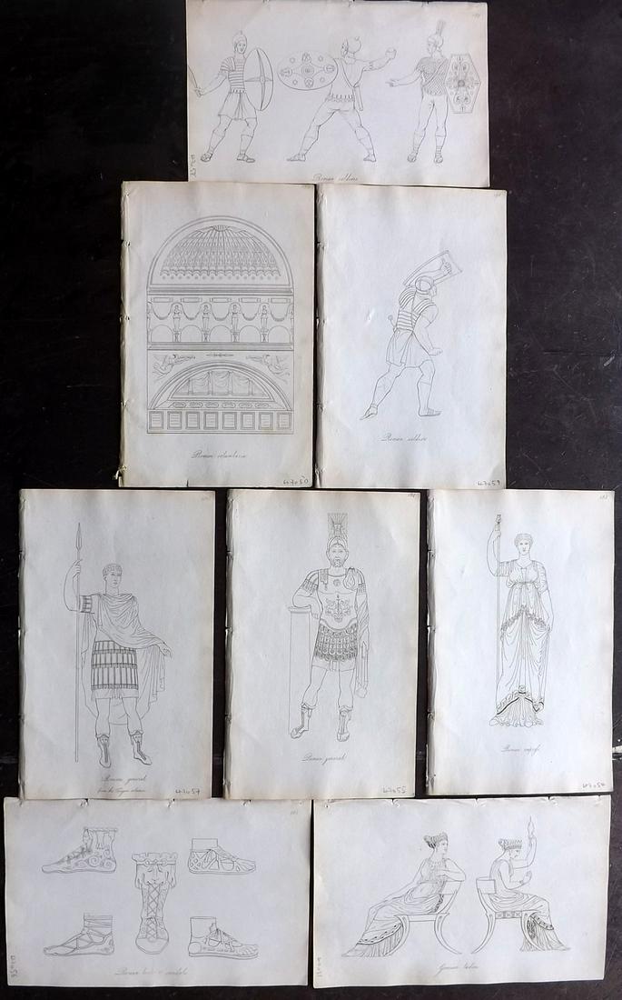 Hope, Thomas 1809 Lot of 8 Ancient Costume Prints: Etchings Published 1809, London for "Costume of the Ancients" by Thomas Hope. Paper Size: 8.5 x 5.5 inch (22 x 14cm) Very minor background toning, otherwise fine