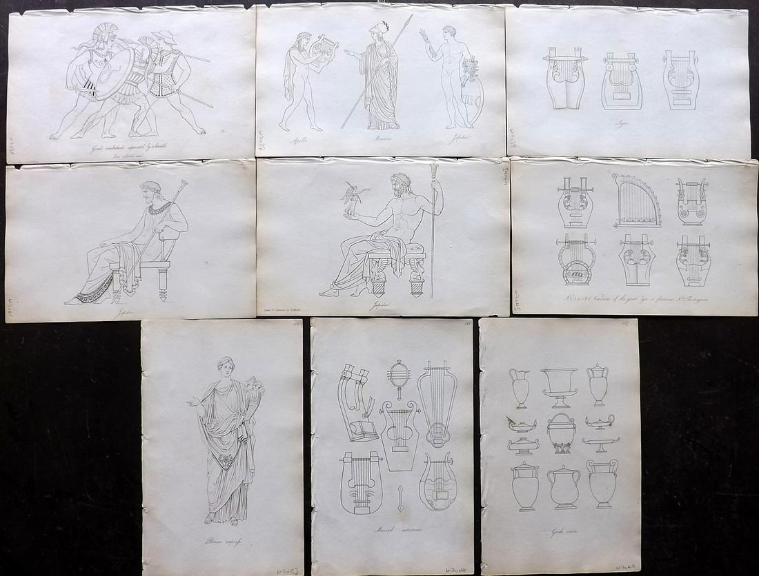 Hope, Thomas 1809 Lot of 9 Ancient Costume Prints: Etchings Published 1809, London for "Costume of the Ancients" by Thomas Hope. Paper Size: 8.5 x 5.5 inch (22 x 14cm) Very minor background toning, otherwise fine