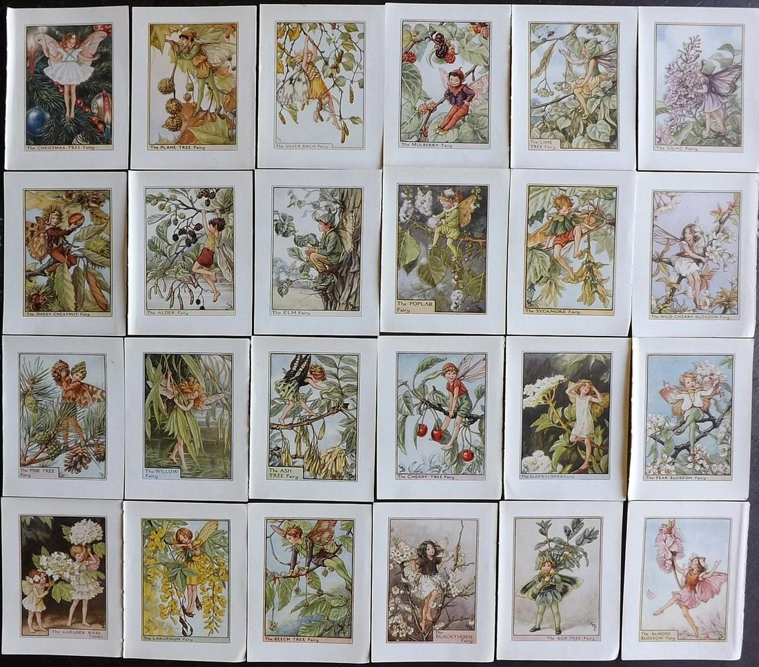 Barker, Cicely Mary C1940 Lot of 24 Flower-Fairy Prints: Lithographs Published C1935-45 by Blackie & Son, London & Glasgow for the "Flower-Fairies" Series by Cicely Mary Barker. Reverse side blank. Paper Size: 5.5 x 4 inch (14 x 10cm) Good Condition