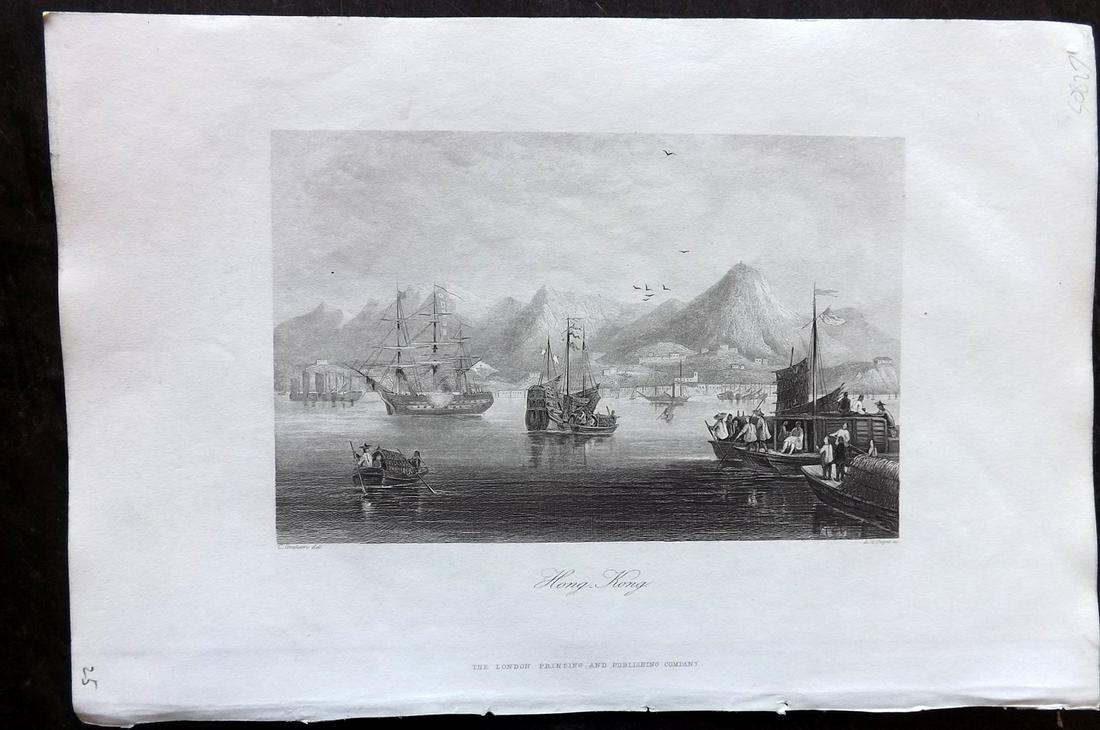Wright, George 1852 Antique Print. Hong Kong, China (1 of 2)