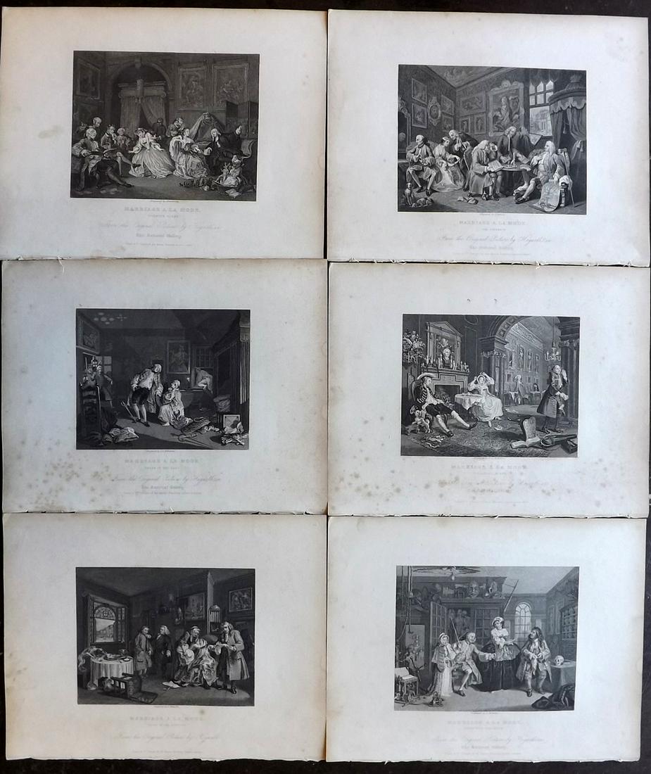 Hogarth, William 1840 Set 6 Prints. Marriage A La Mode (1 of 2)