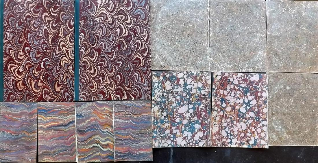 Marble End Papers, Bookbinding 19th Cent. Lot of 12 (1 of 2)