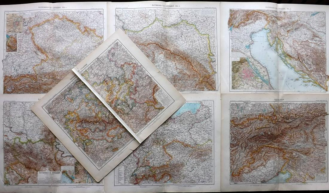 Stieler, Adolph 1905 Lot 7 Maps Austria Germany Hungary (1 of 2)