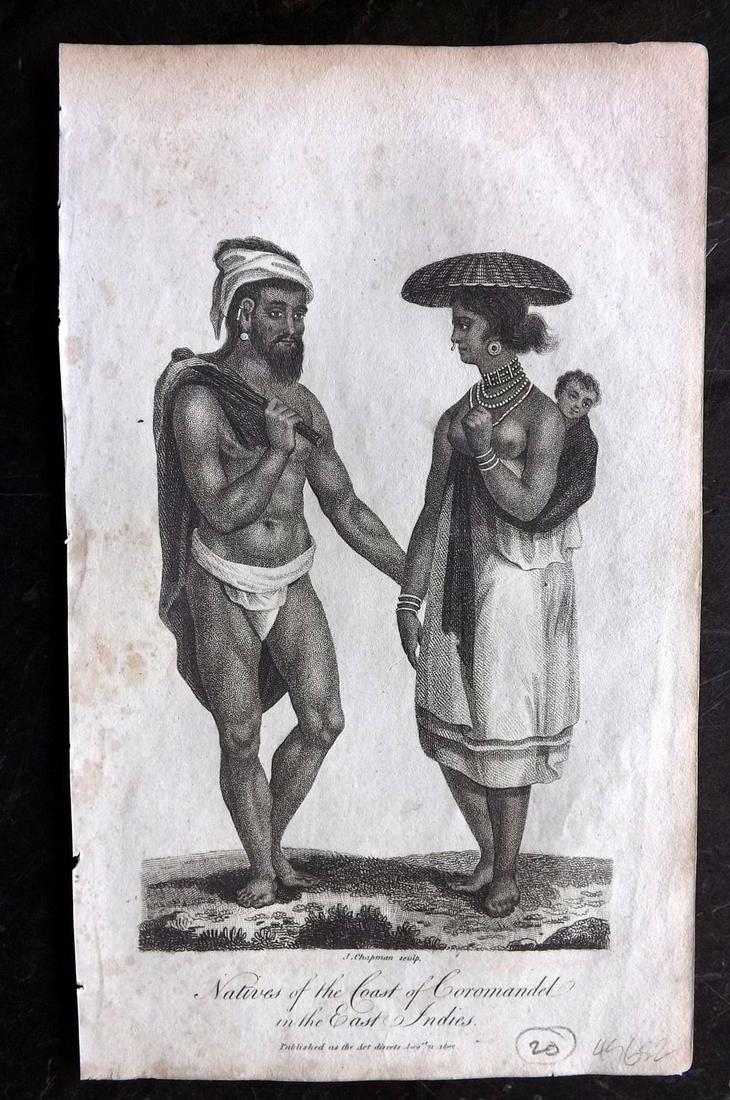 Linnaeus & Sibly C1800 Print. Coromanel Natives, India: Copper Plate Published 1794-1810, London for "A Genuine and Universal System of Natural History" by Carl Linnaeus and Ebenezer Sibly. Illustrated after George Edwards, Bloch, Knorr, Buffon and others.