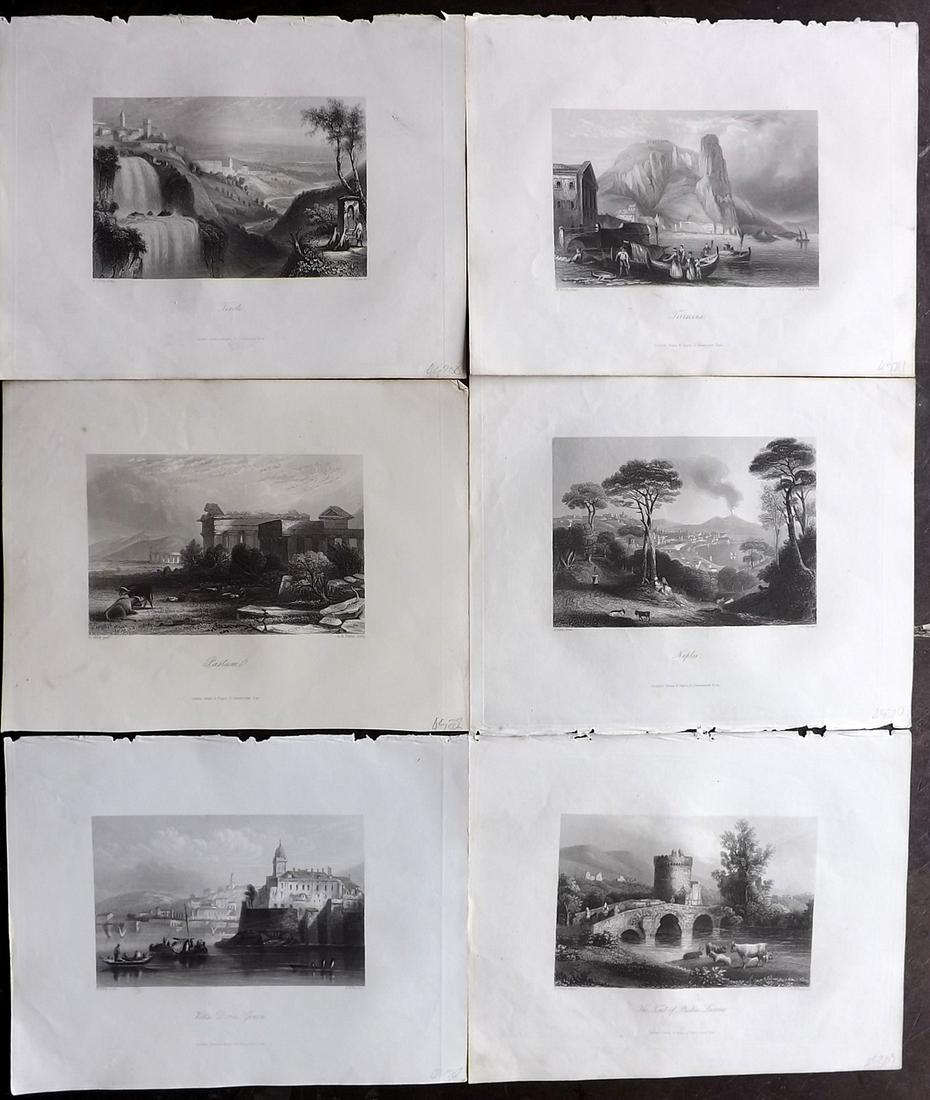 Payne, A. H. 1844 Lot of 6 Steel Engravings of Italy (1 of 2)