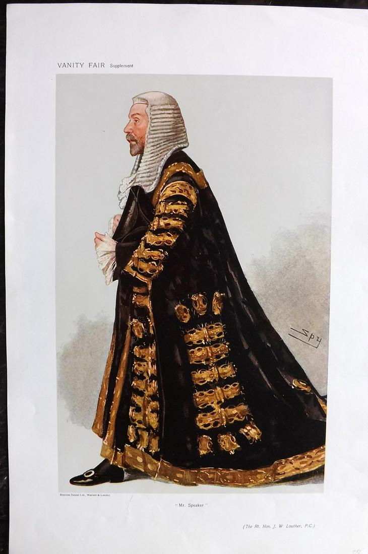 Vanity Fair Print 1906 James Lowther, Speaker: Chromolithograph Published 1869-1914, London for "Vanity Fair" Paper Size: 15 x 10 inch (38 x 25cm) Good Condition