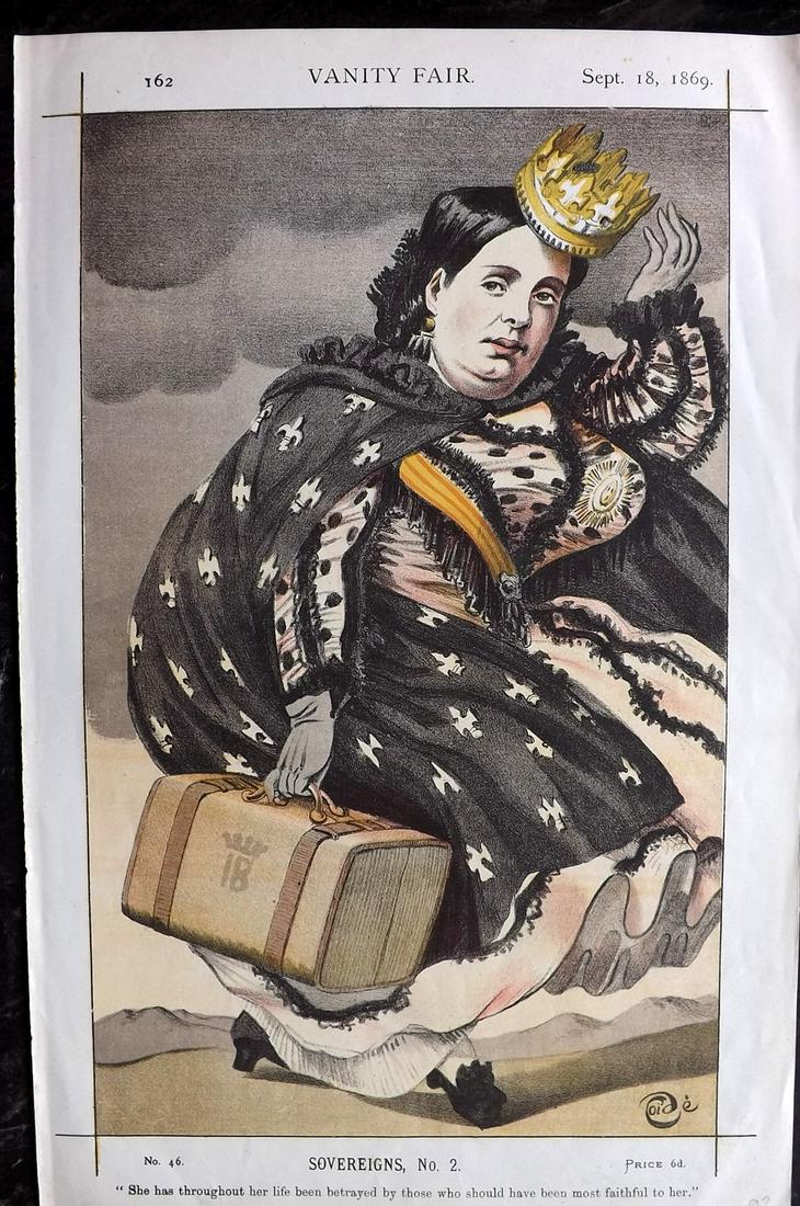 Vanity Fair Print 1869 Isabella II of Spain, Royal (1 of 1)