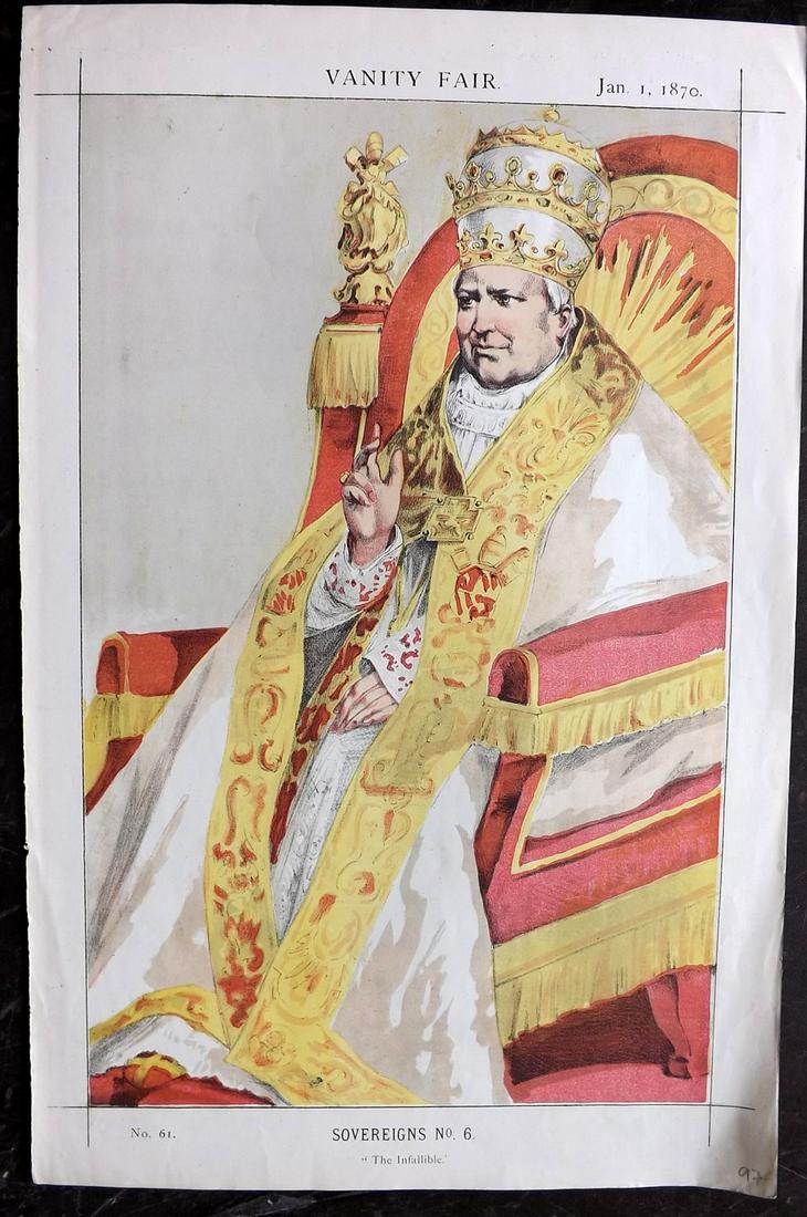 Vanity Fair Print 1870 Pope Pius IX, Clergy (1 of 1)