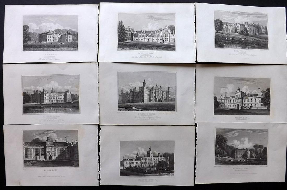 Neale, John C1830 Lot of 9 British Views. Northants: Steel Engravings Published 1824-31, London for "Views of the Seats of the Noblemen and Gentlemen in England, Wales, Scotland and Ireland" by John Preston Neale, Thomas Moule and others. Paper Size: 8 
