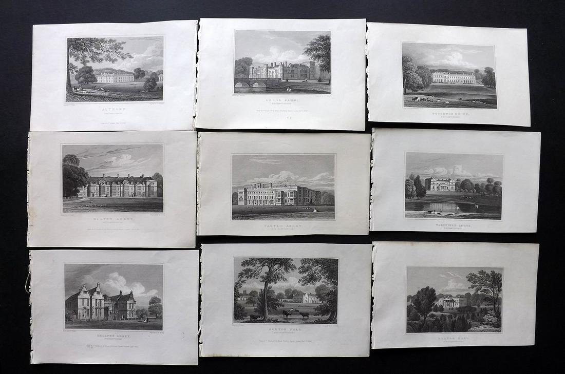 Neale, John C1830 Lot of 9 British Views. Northants: Steel Engravings Published 1824-31, London for "Views of the Seats of the Noblemen and Gentlemen in England, Wales, Scotland and Ireland" by John Preston Neale, Thomas Moule and others. Paper Size: 8 