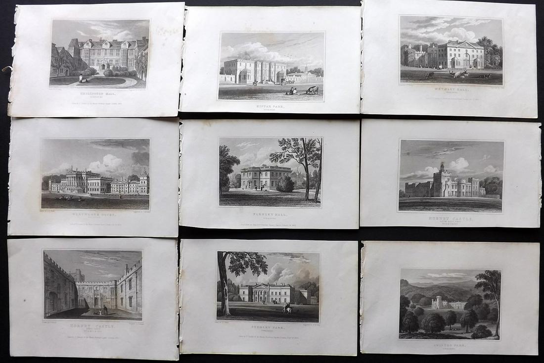 Neale, John C1830 Lot of 9 British Views. Yorkshire: Steel Engravings Published 1824-31, London for "Views of the Seats of the Noblemen and Gentlemen in England, Wales, Scotland and Ireland" by John Preston Neale, Thomas Moule and others. Paper Size: 8 