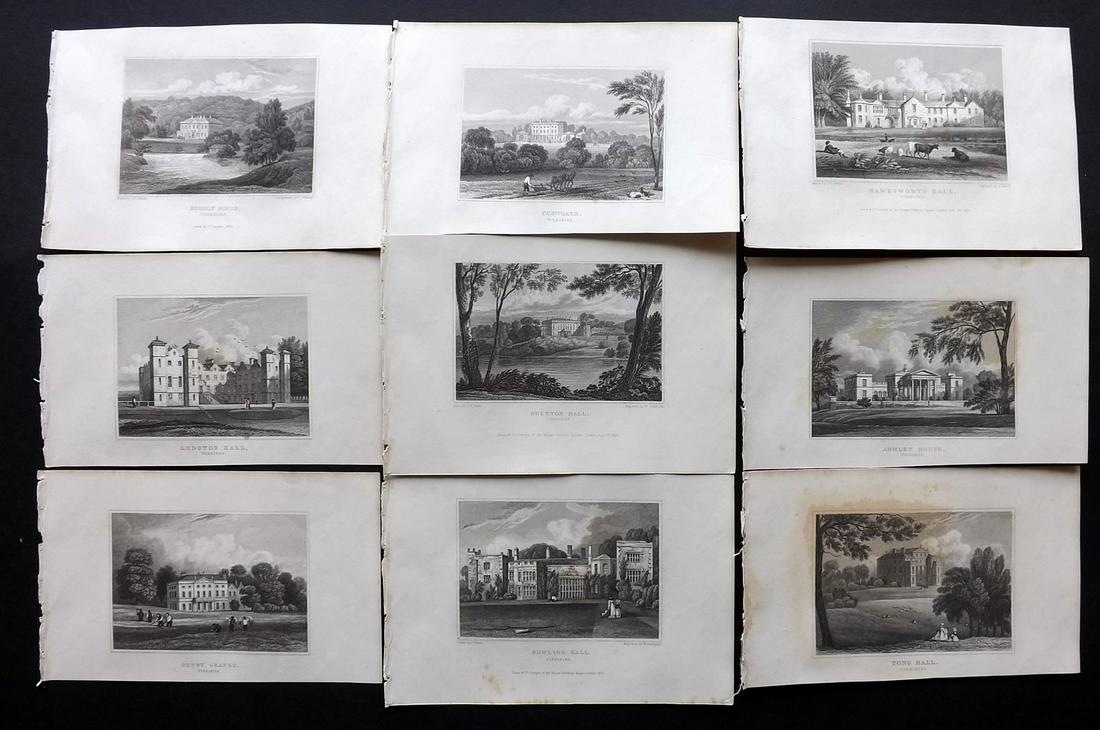 Neale, John C1830 Lot of 9 British Views. Yorkshire: Steel Engravings Published 1824-31, London for "Views of the Seats of the Noblemen and Gentlemen in England, Wales, Scotland and Ireland" by John Preston Neale, Thomas Moule and others. Paper Size: 8 