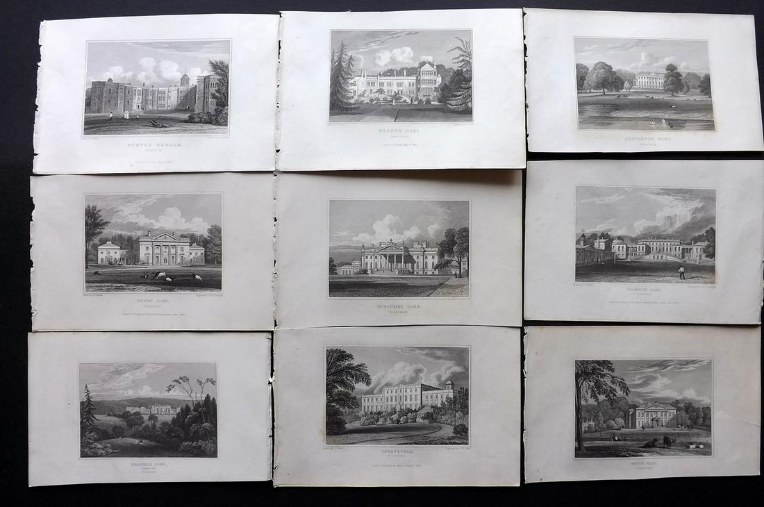 Neale, John C1830 Lot of 9 British Views. Yorkshire: Steel Engravings Published 1824-31, London for "Views of the Seats of the Noblemen and Gentlemen in England, Wales, Scotland and Ireland" by John Preston Neale, Thomas Moule and others. Paper Size: 8 