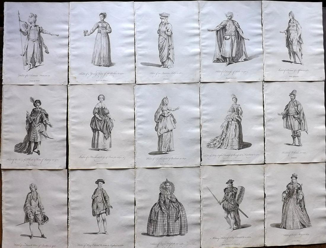 Jefferys, Thomas C1760 Lot of 15 Costume Prints (1 of 7)