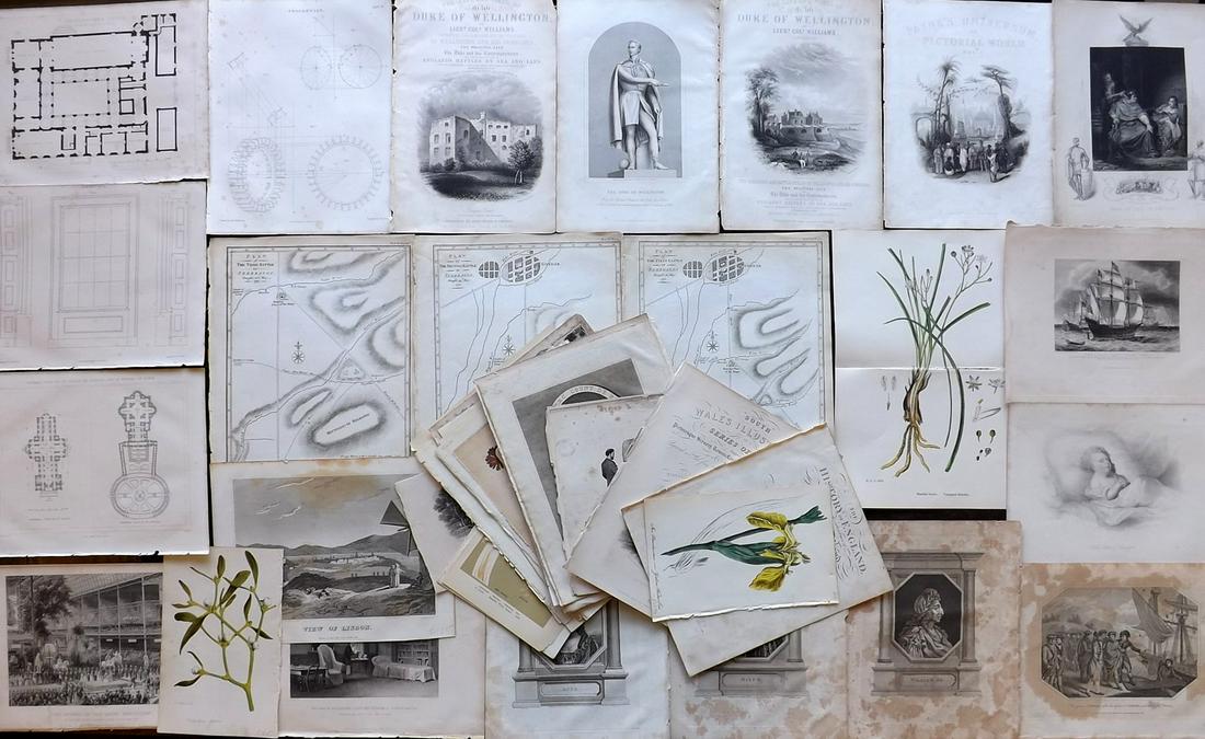 Mixed Prints & Maps 19th Cent. Lot of 50 Items (1 of 10)