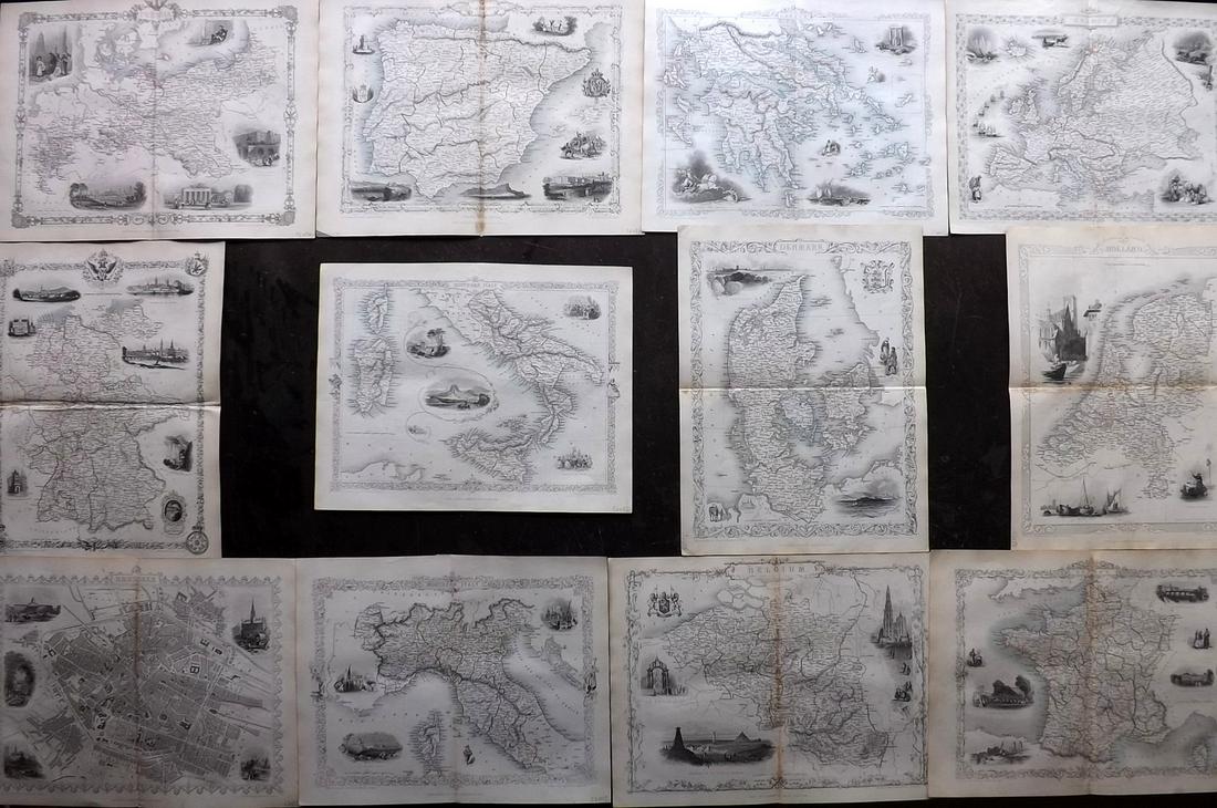 Tallis, John (Pub) 1852 Lot of 12 European Maps (1 of 6)