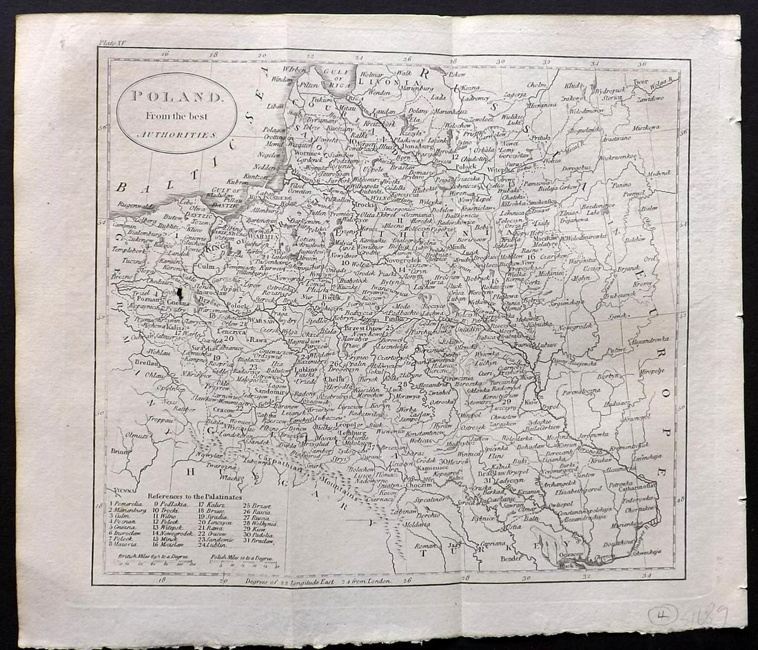 Guthrie, William 1806 Map. Poland: Copper Engraved Map Published 1806, London for "A New Geographical, Historical and Commercial Grammar..." by William Guthrie. The maps are by John Senex, Thomas Kitchin and others. Folds as issued. Pa