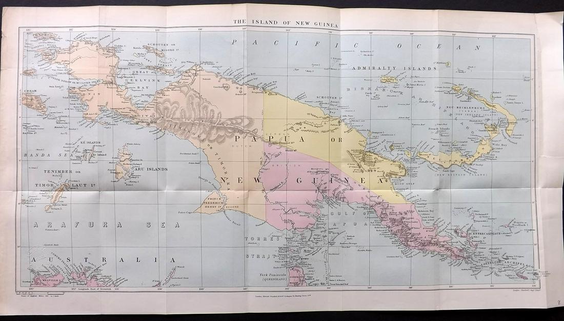 Stanford (Pub) 1894 Map of Papua New Guinea: Lithograph Maps Published 1894 by Edward Stanford, London for "Stanford's Compendium of Geography and Travel. Australasia. Malaysia and the Pacific Archipelagoes" by Dr. A. R. Wallace's and F. H. H. G