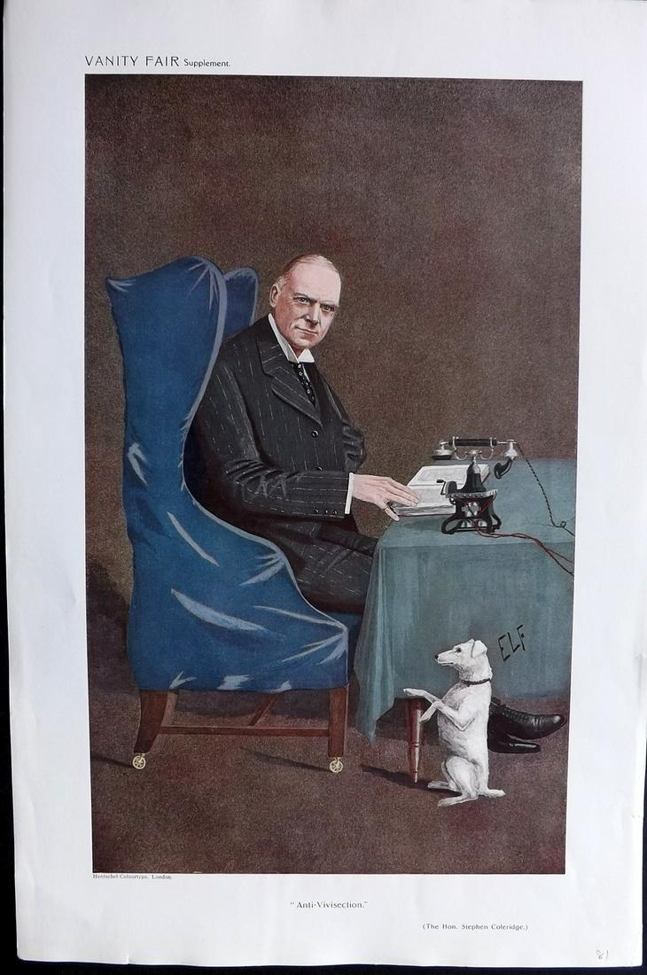 Vanity Fair Print 1910 Stephen Coleridge, Science: Chromolithograph Published 1869-1914, London for "Vanity Fair" Paper Size: 15 x 10 inch (38 x 25cm) Good Condition