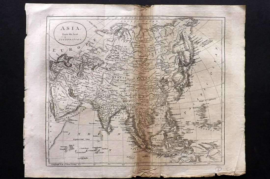 Guthrie, William 1806 Map. Asia continent: Copper Engraved Map Published 1806, London for "A New Geographical, Historical and Commercial Grammar..." by William Guthrie. The maps are by John Senex, Thomas Kitchin and others. Folds as issued. Pa