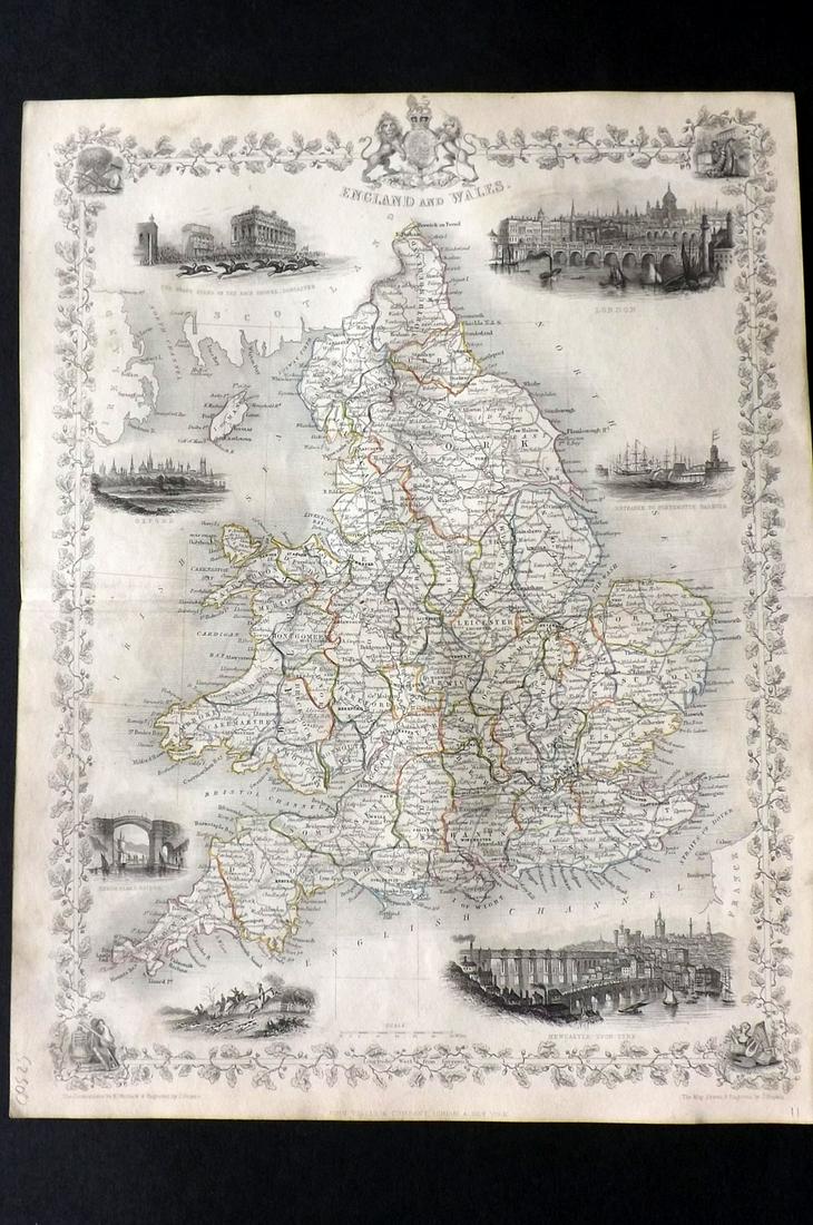Tallis, John (Pub) 1852 Map. England & Wales (1 of 2)