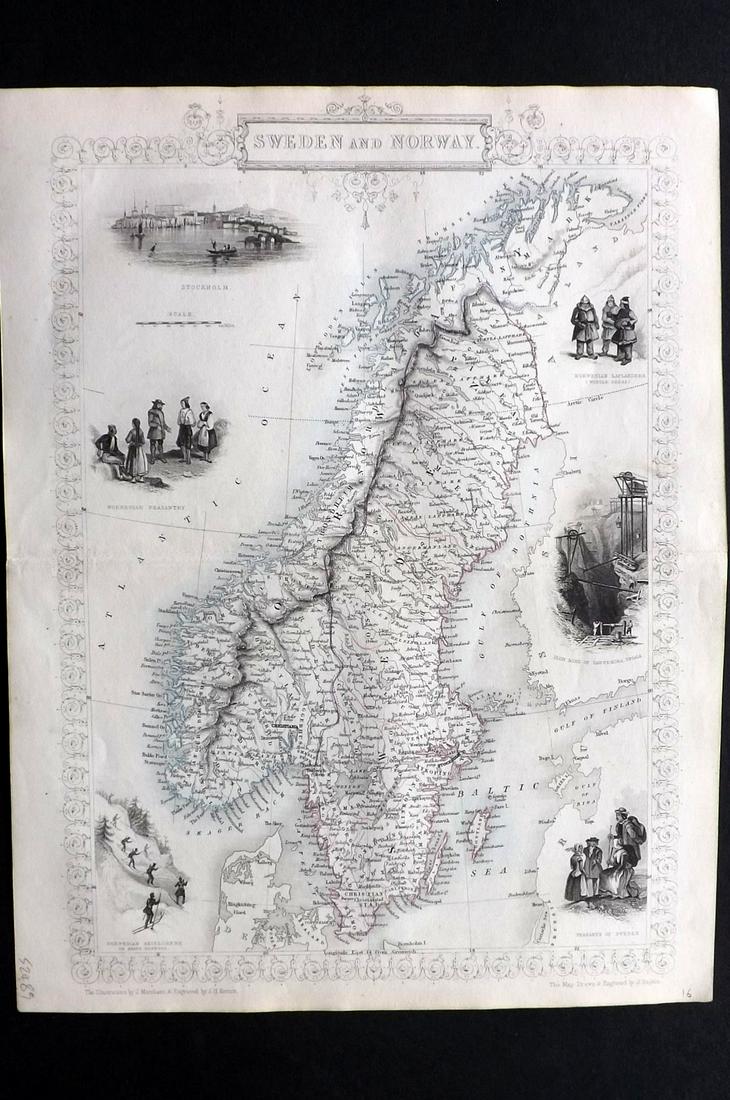 Tallis, John (Pub) 1852 Map. Sweden & Norway (1 of 2)
