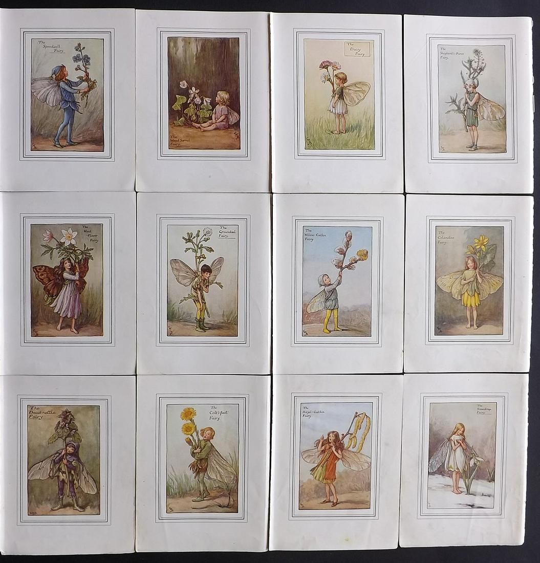 Barker, Cicely Mary C1940 Lot of 12 Flower-Fairy Prints: Lithographs Published C1935-45 by Blackie & Son, London & Glasgow for the "Flower-Fairies" Series by Cicely Mary Barker. Slightly Larger images/paper than usual from "The Book of the Flower Fairies" R