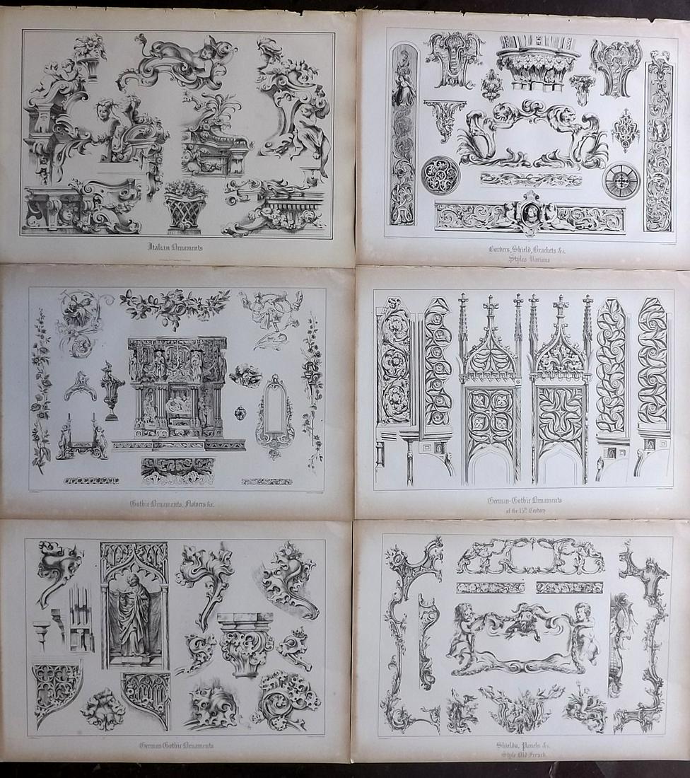 Scott, W. N. 1850 Lot of 6 Large Prints. Ornamental Art (1 of 2)