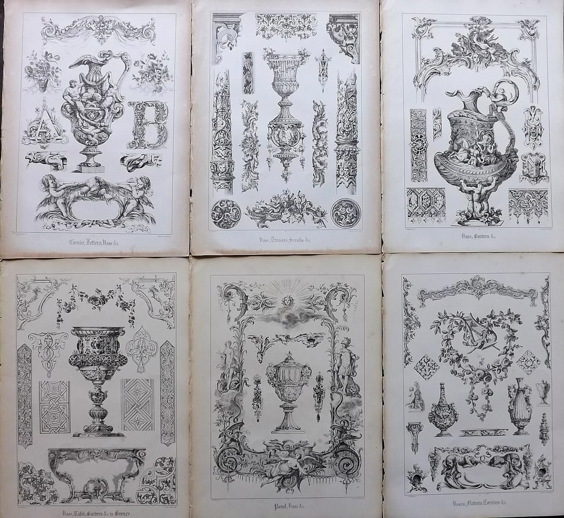 Scott, W. N. 1850 Lot of 6 Large Prints. Vases etc (1 of 2)