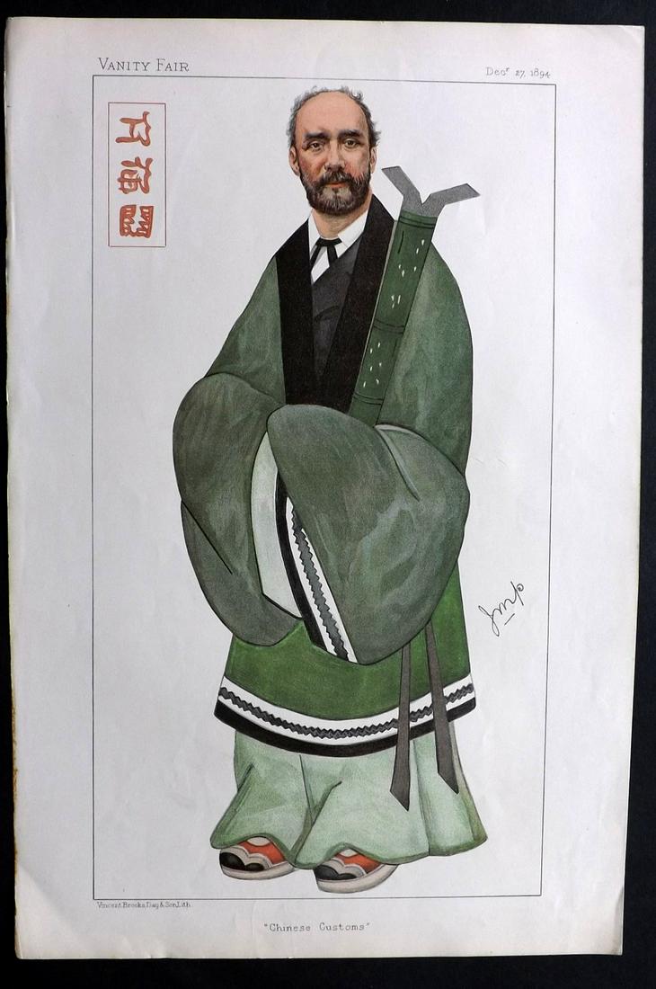 Vanity Fair Print 1894 Robert Hart in China dress: Chromolithograph Published 1869-1914, London for "Vanity Fair" Paper Size: 15 x 10 inch (38 x 25cm) Good Condition