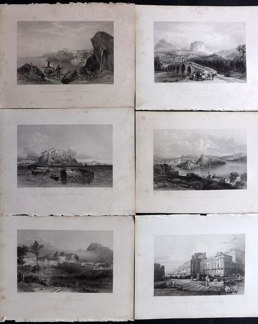 Wright, George 1840 Lot of 6 Prints of Sicily & Italy (1 of 2)