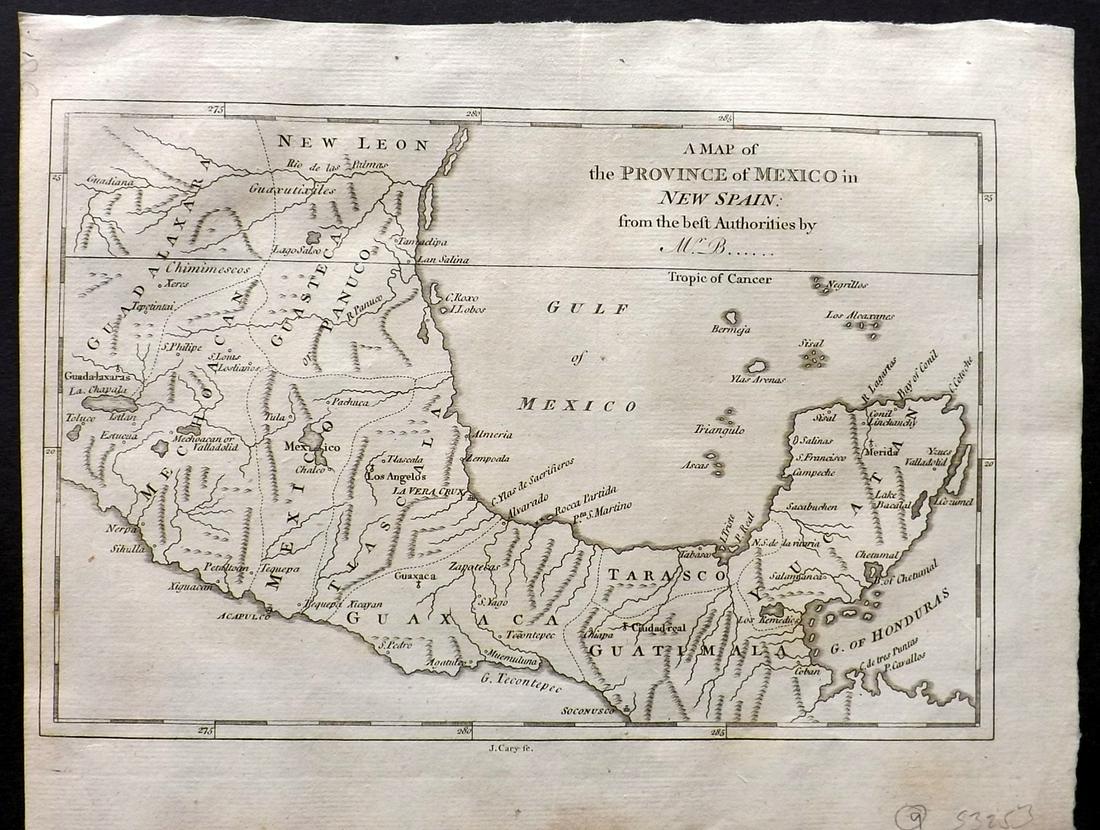 Russell, William 1778 Rare Map of Mexico by Cary (1 of 2)
