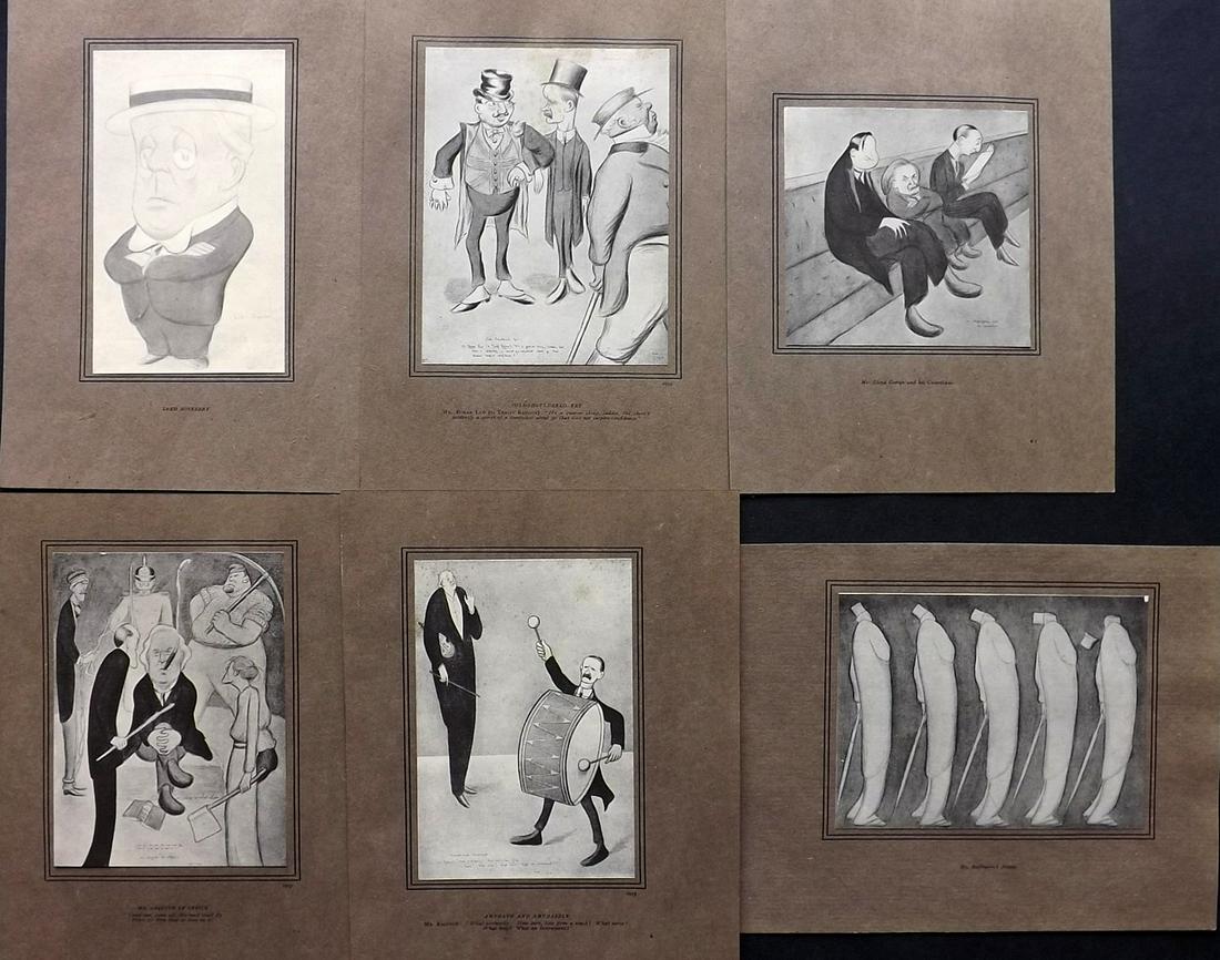 Beerbohm, Max 1914 Lot of 6 Caricatures Prime Ministers (1 of 2)