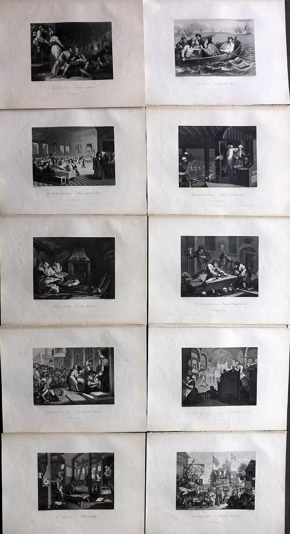Hogarth, William 1870 Lot of 10 Prints (1 of 2)