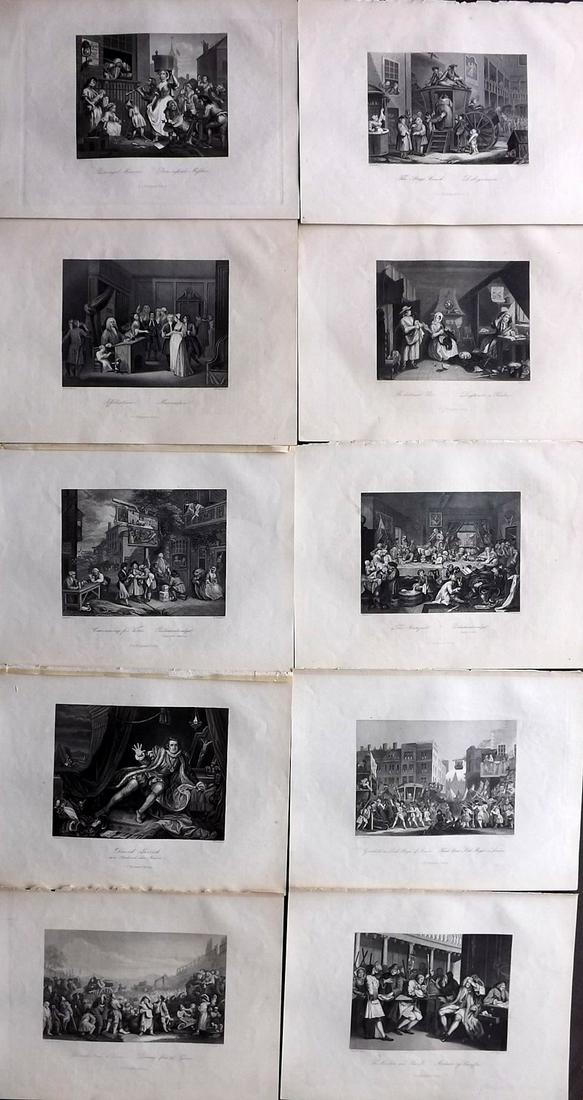 Hogarth, William 1870 Lot of 10 Prints (1 of 2)