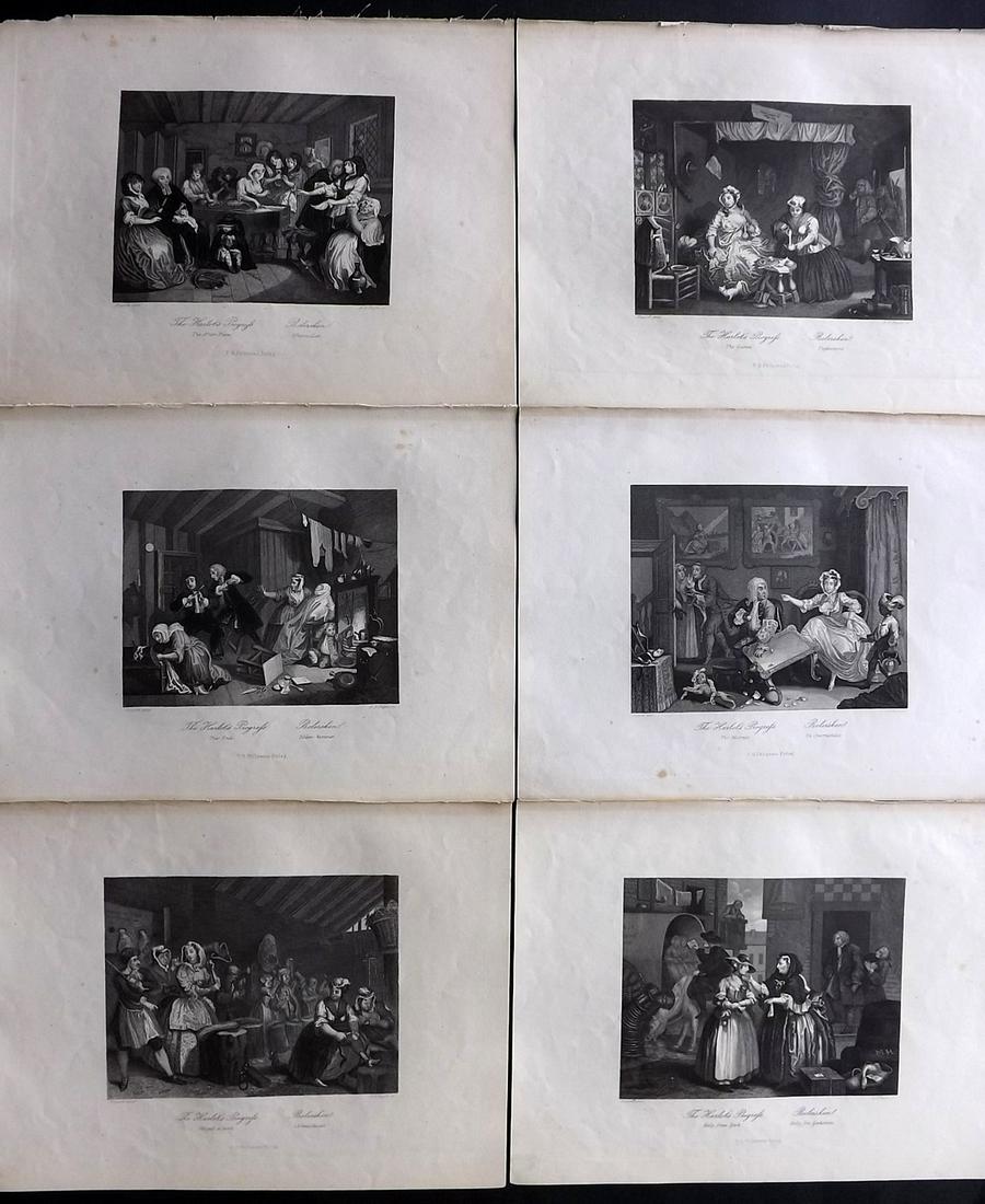 Hogarth, William 1870 Set of 6 Prints Harlot's Progress (1 of 2)