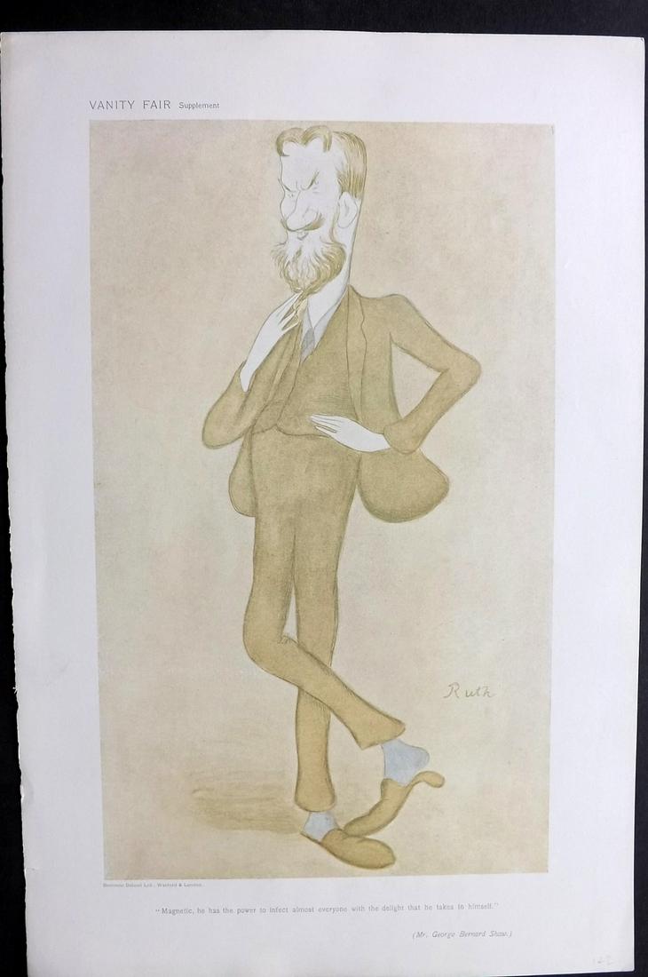 Vanity Fair Print 1905 George Bernard Shaw, Literary: Chromolithograph Published 1869-1914, London for "Vanity Fair" Paper Size: 15 x 10 inch (38 x 25cm) Good Condition