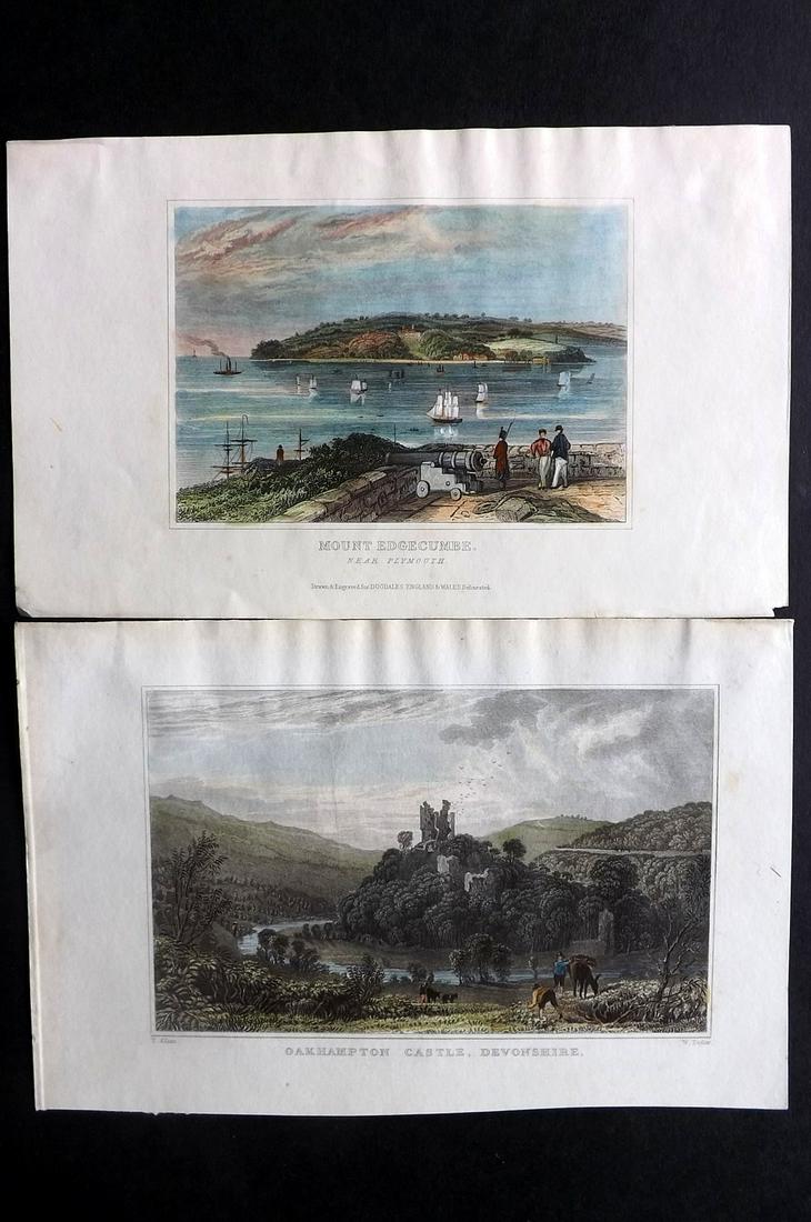 Devon C1830-40 Pair of Hand Col Prints by Allom etc (1 of 2)