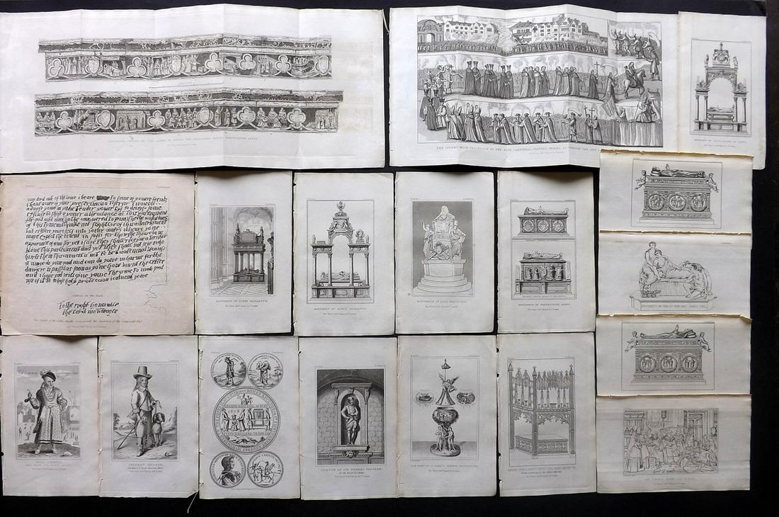 London 1829 Lot of 18 Architecture & Historical Prints (1 of 4)