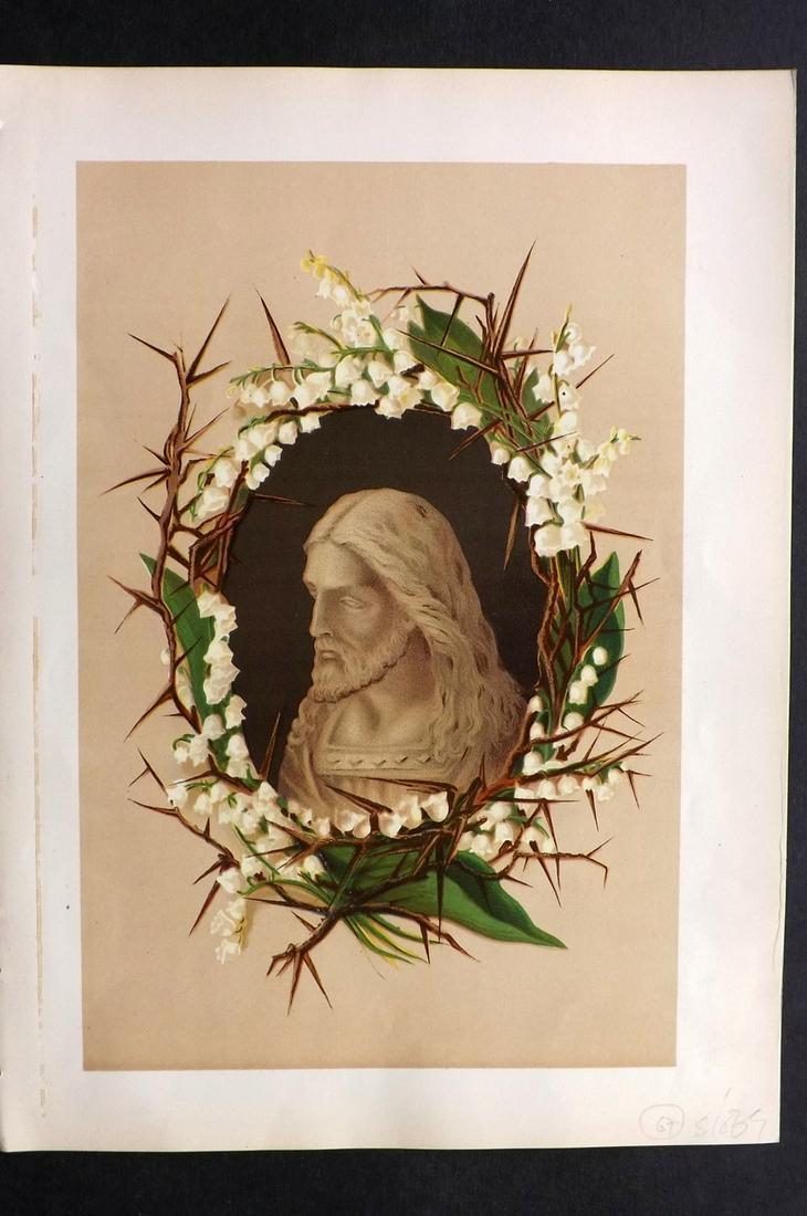 Whitelock, Louise 1877 Print Christ with Thorns, Lilies (1 of 2)