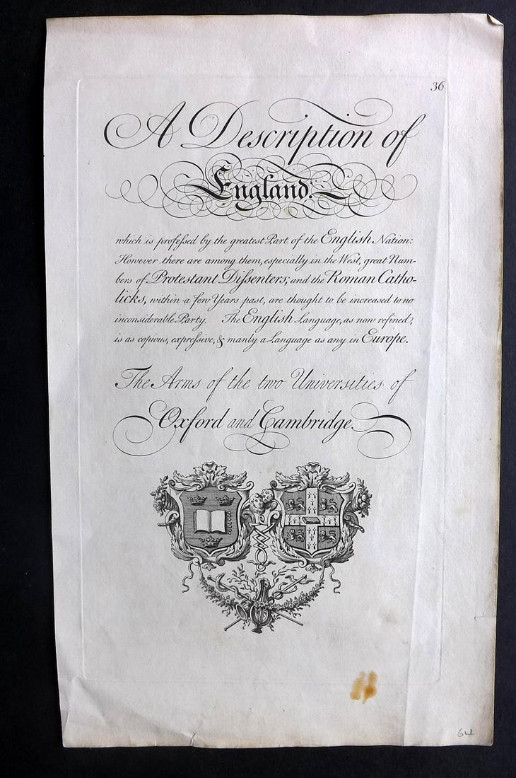 Bickham, George 1743 Folio Calligraphy Print (1 of 2)